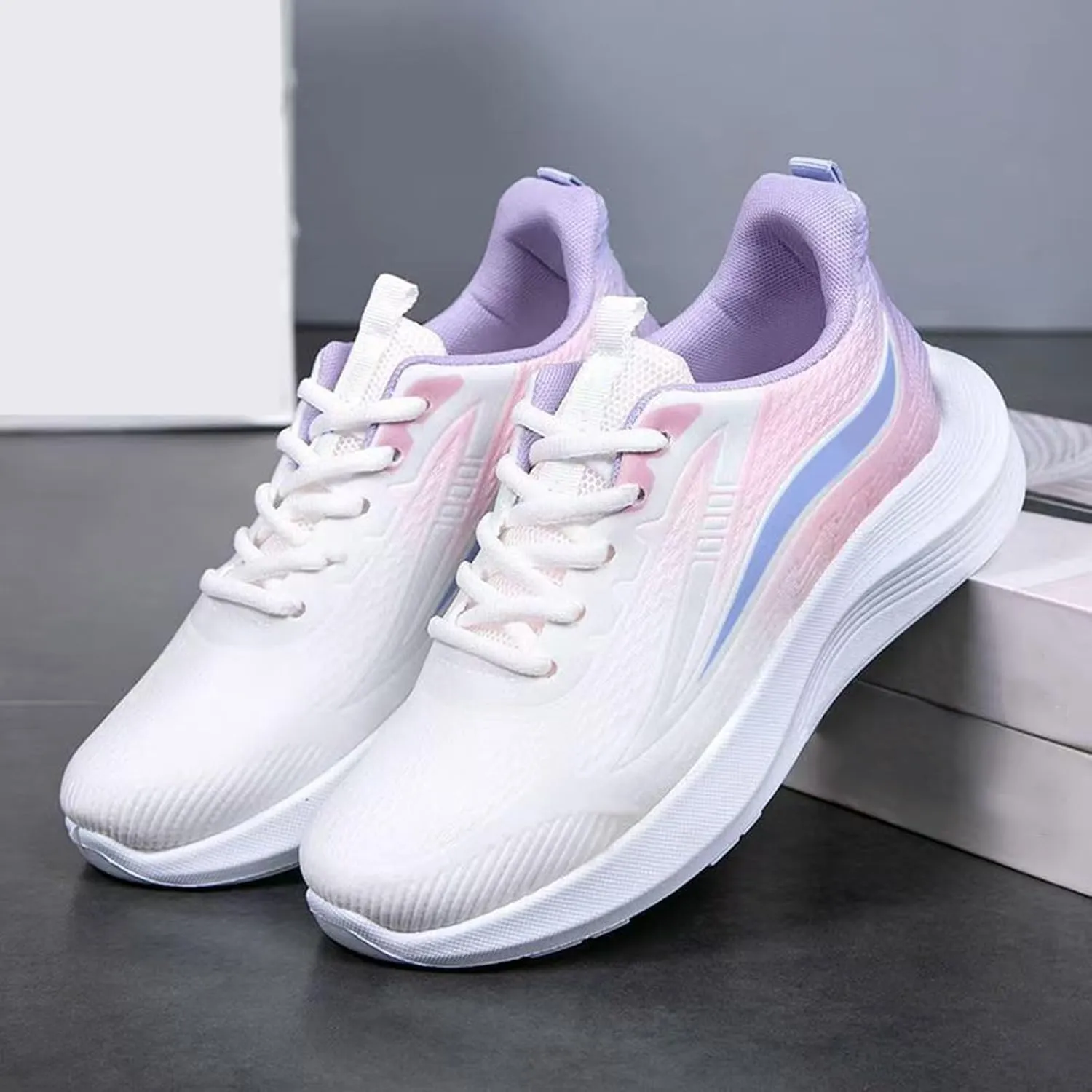 Women's Walking Shoes Comfortable Running Tennis Athletic Gym Workout Cross Training Sneakers Lace Up Low Top Sneaker