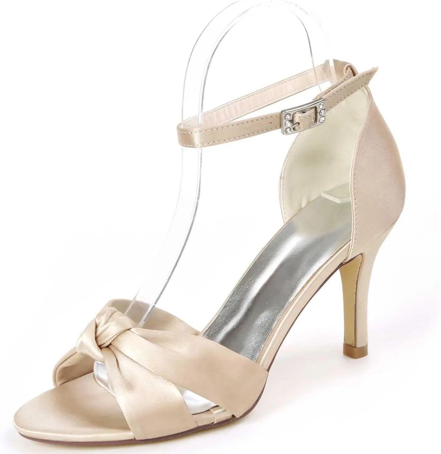 Womens Wedding Shoes Heels for Women Open Toe - Ankle Strap Kitten Heels Low Heels Dress Shoes for Women 2.36 Inch Buckle Wedding Heels for Prom Party Bridal Pump Shoes(Champagne,9)