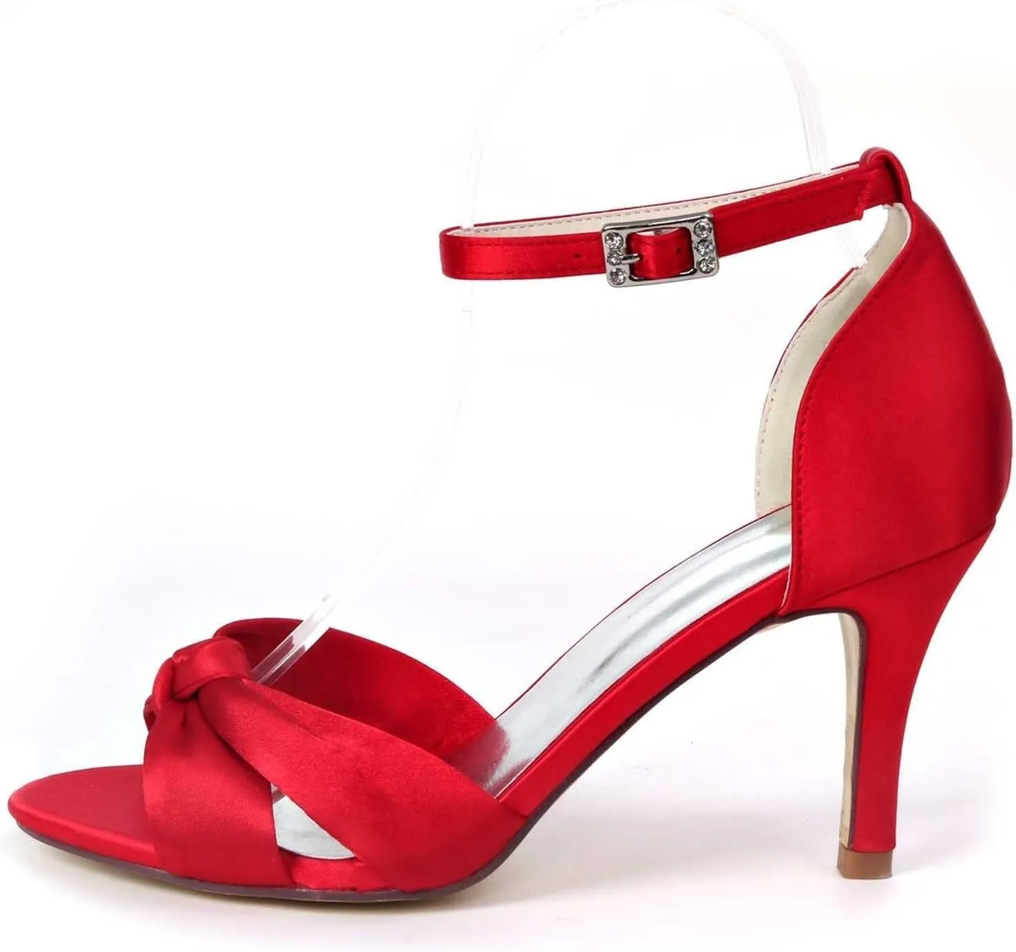 Womens Wedding Shoes Women's Open Toe Kitten Heels with Ankle Strap Low Heel Dress Shoes, 2.36" Buckle Detail, Ideal for Weddings, Proms, & Bridal Events(White,8)