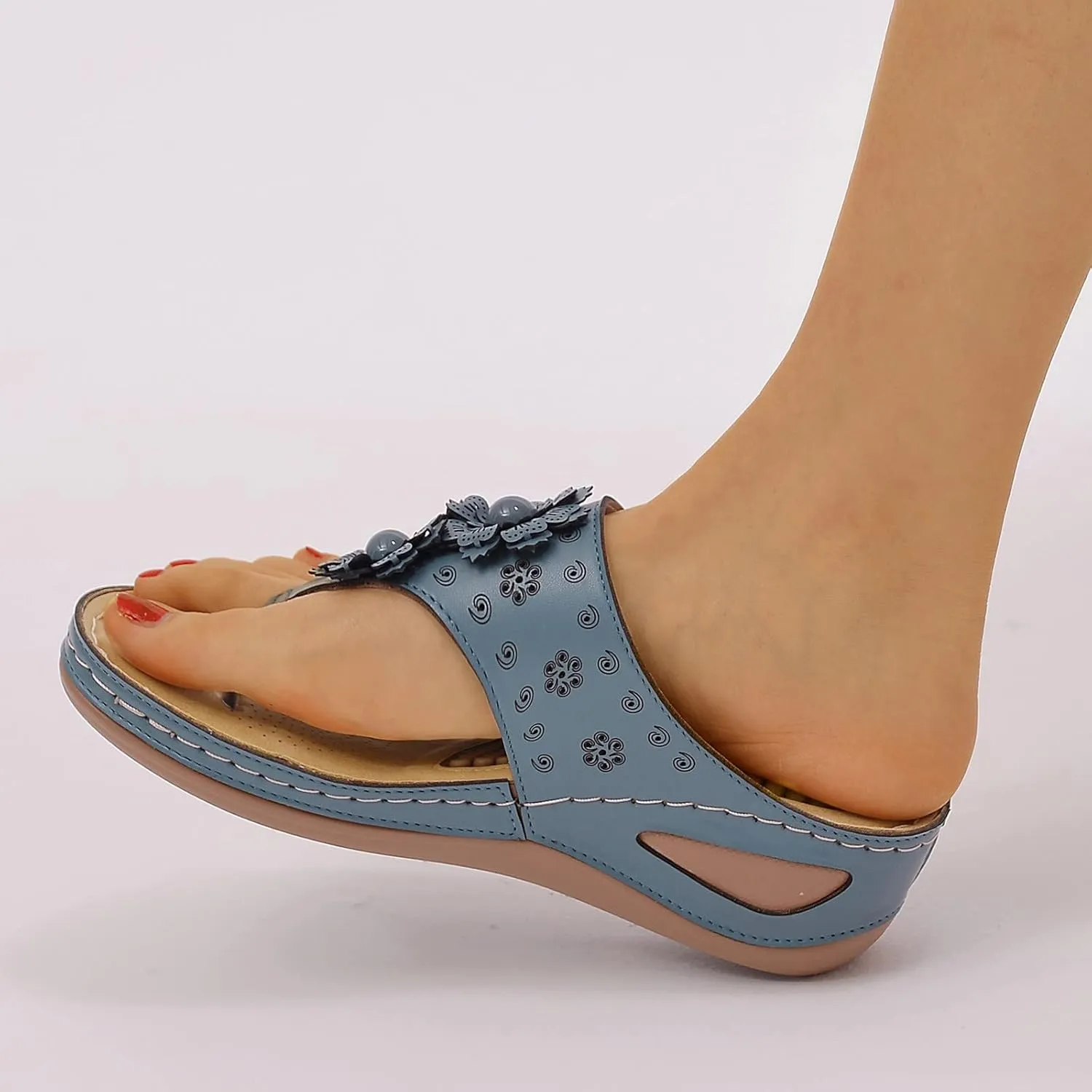 Womens with Arch Support Walking Sandals Orthopedic Recovery Slides Adjustable Straps Thick Cushion Comfortable Summer Outdoor Plantar Fasciitis Relief Footwear