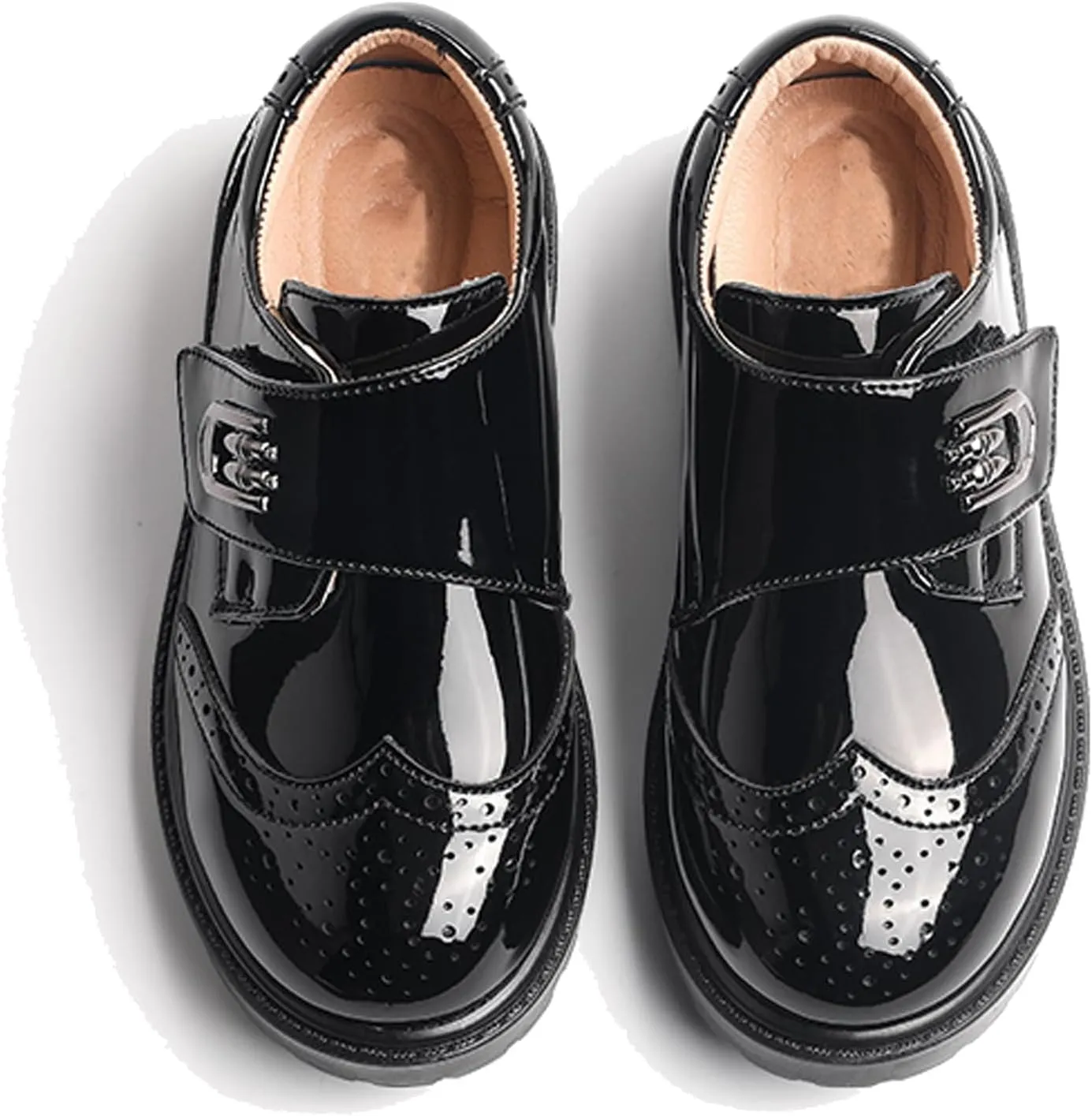 WUIWUIYU Toddlers Boys Ring Bearer Wedding Homecoming Prom Concert Black Oxfords Flats Brogues School Uniform Dress Shoes