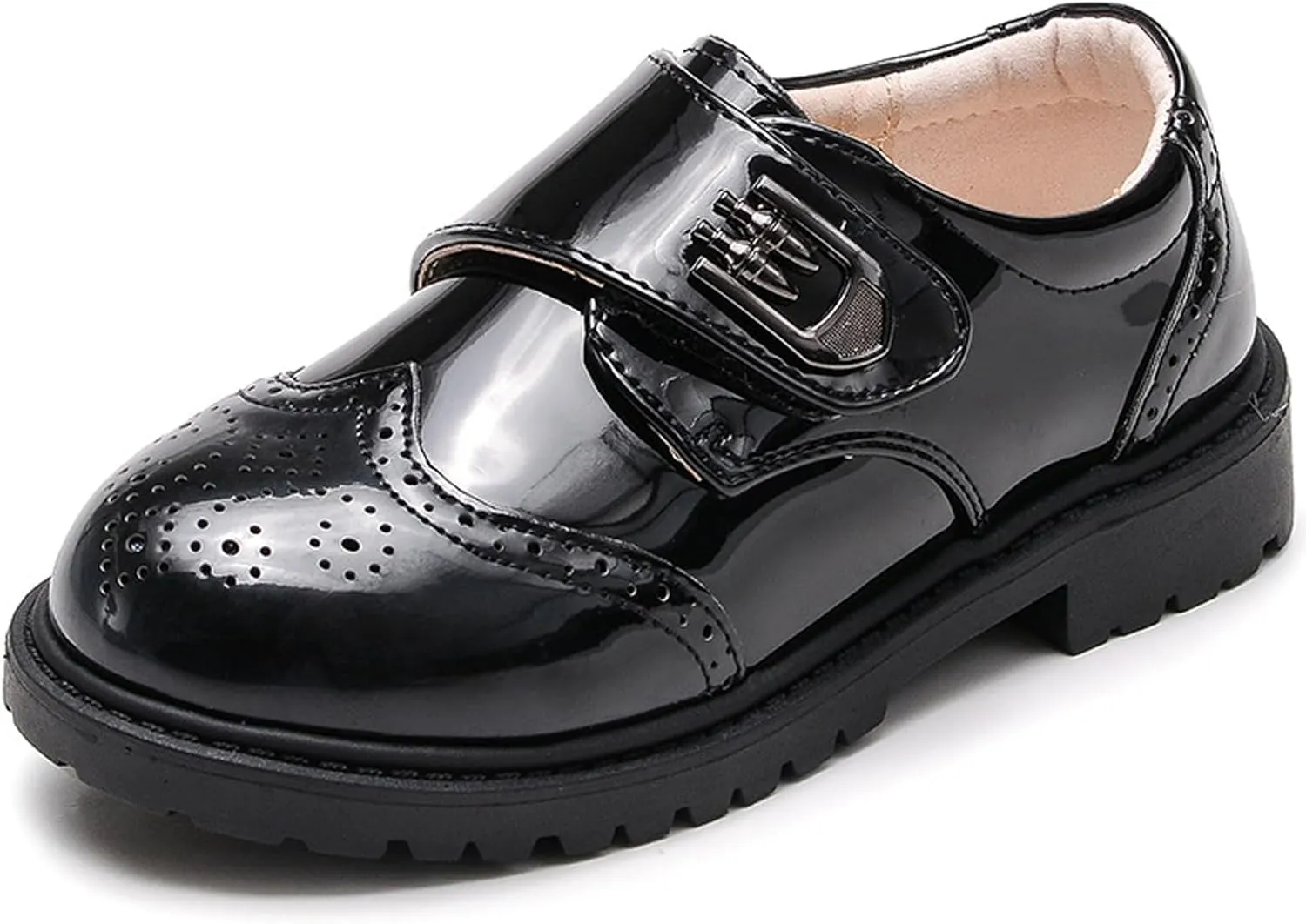 WUIWUIYU Toddlers Boys Ring Bearer Wedding Homecoming Prom Concert Black Oxfords Flats Brogues School Uniform Dress Shoes