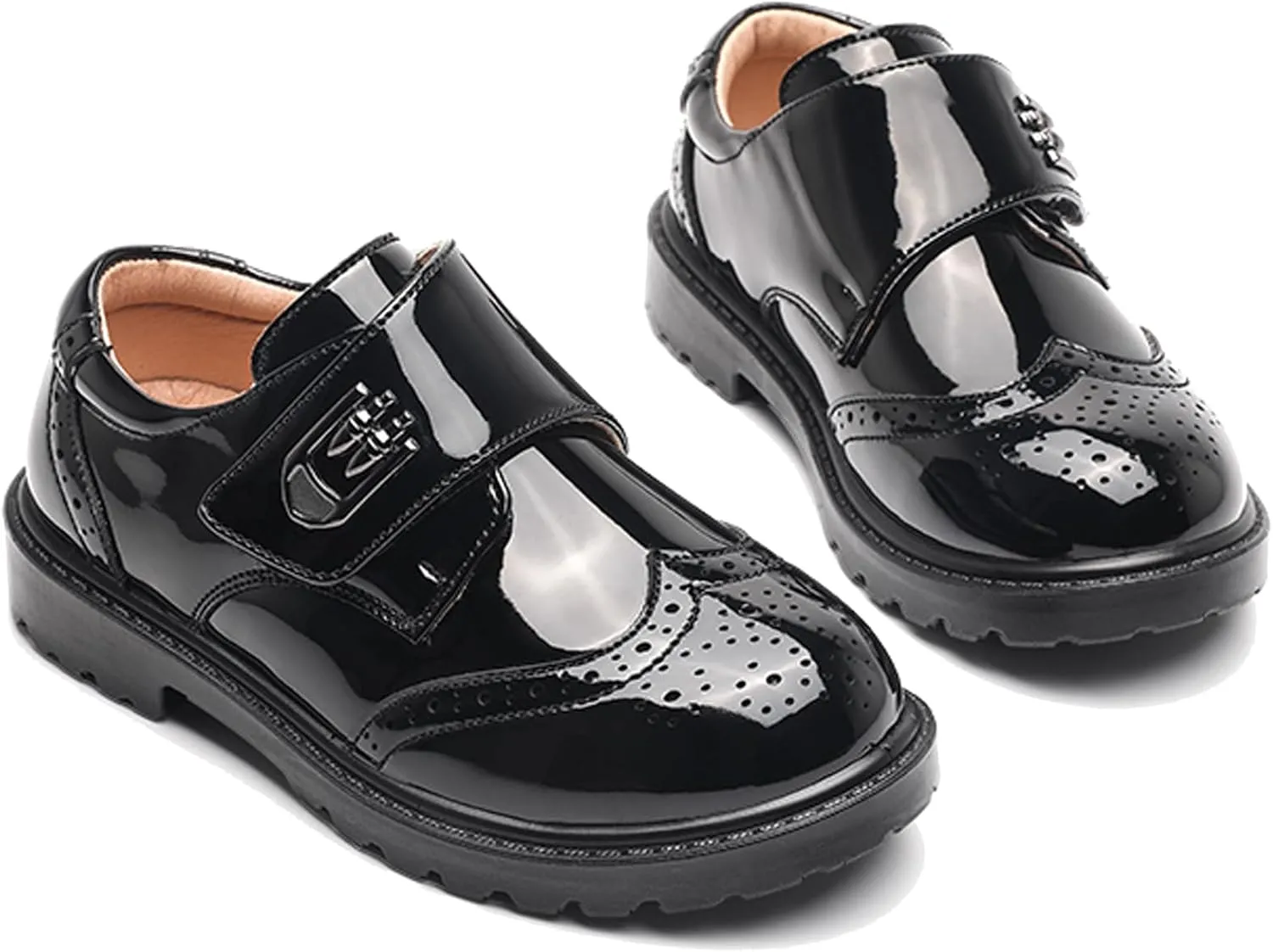 WUIWUIYU Toddlers Boys Ring Bearer Wedding Homecoming Prom Concert Black Oxfords Flats Brogues School Uniform Dress Shoes