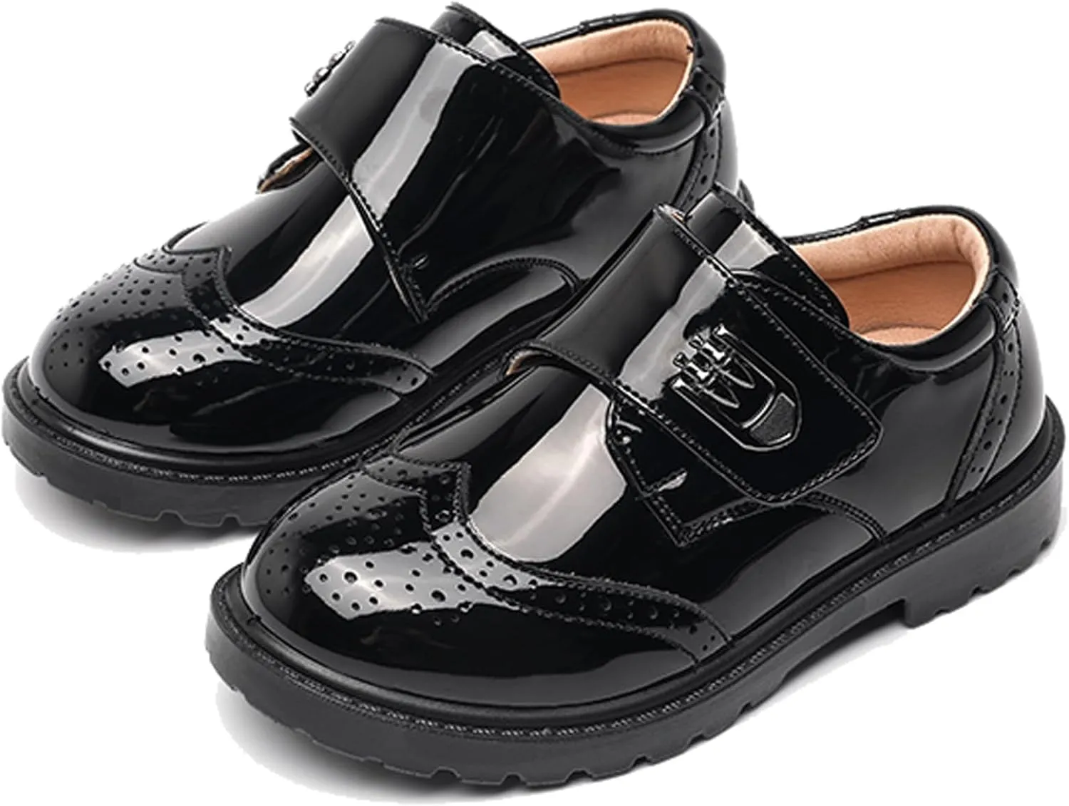 WUIWUIYU Toddlers Boys Ring Bearer Wedding Homecoming Prom Concert Black Oxfords Flats Brogues School Uniform Dress Shoes