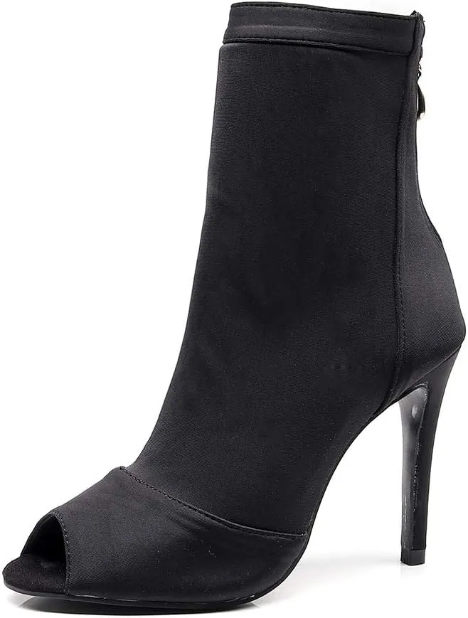 YKXLM Dancing Boots Women Latin Ballroom Ankle Dance Shoes High Heel,Model 1018