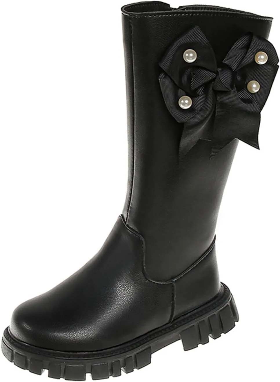 Zipper aterproof Roller Boots For Kids Baby Toddler Girls Long Boots With Bows Childrens Outdoor Slip On Flat Shoes